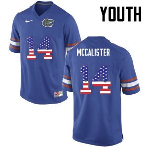 Youth Florida Gators #14 Alex McCalister NCAA Nike Blue USA Flag Fashion Authentic Stitched College Football Jersey RXU5862ZT